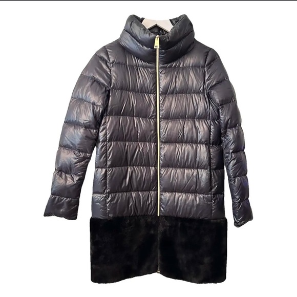 Herno Jackets & Blazers - Herno Dark Gray Puffer Coat with Black Fur Trim